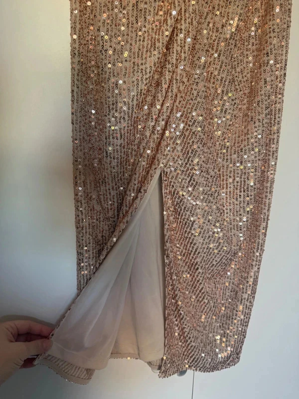 Sublime jupe longue rose dorée fendue Nafnaf Taille 34 – photo 4